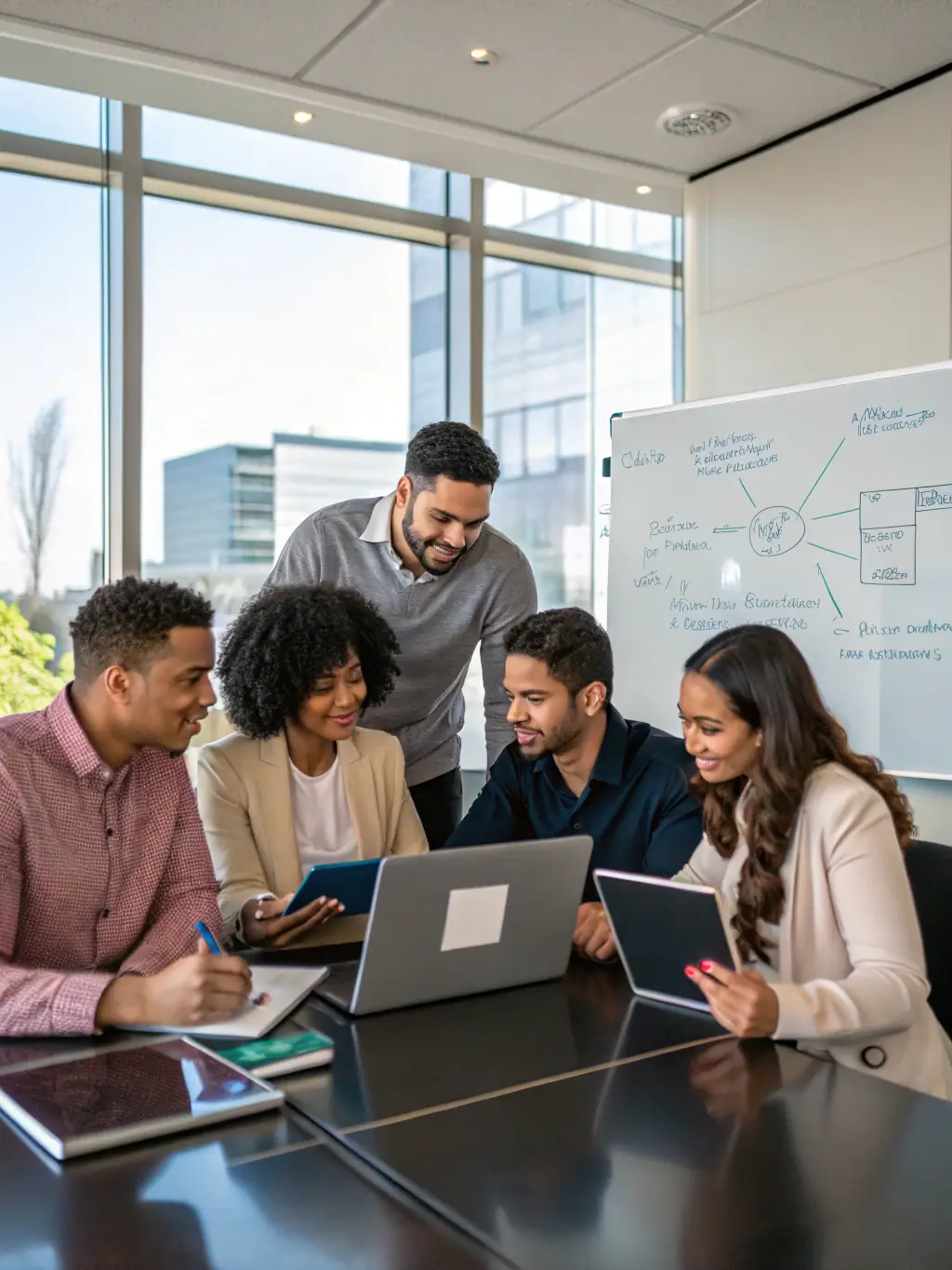 A professional team collaborating on a technology infrastructure optimization project, showcasing expertise and teamwork.