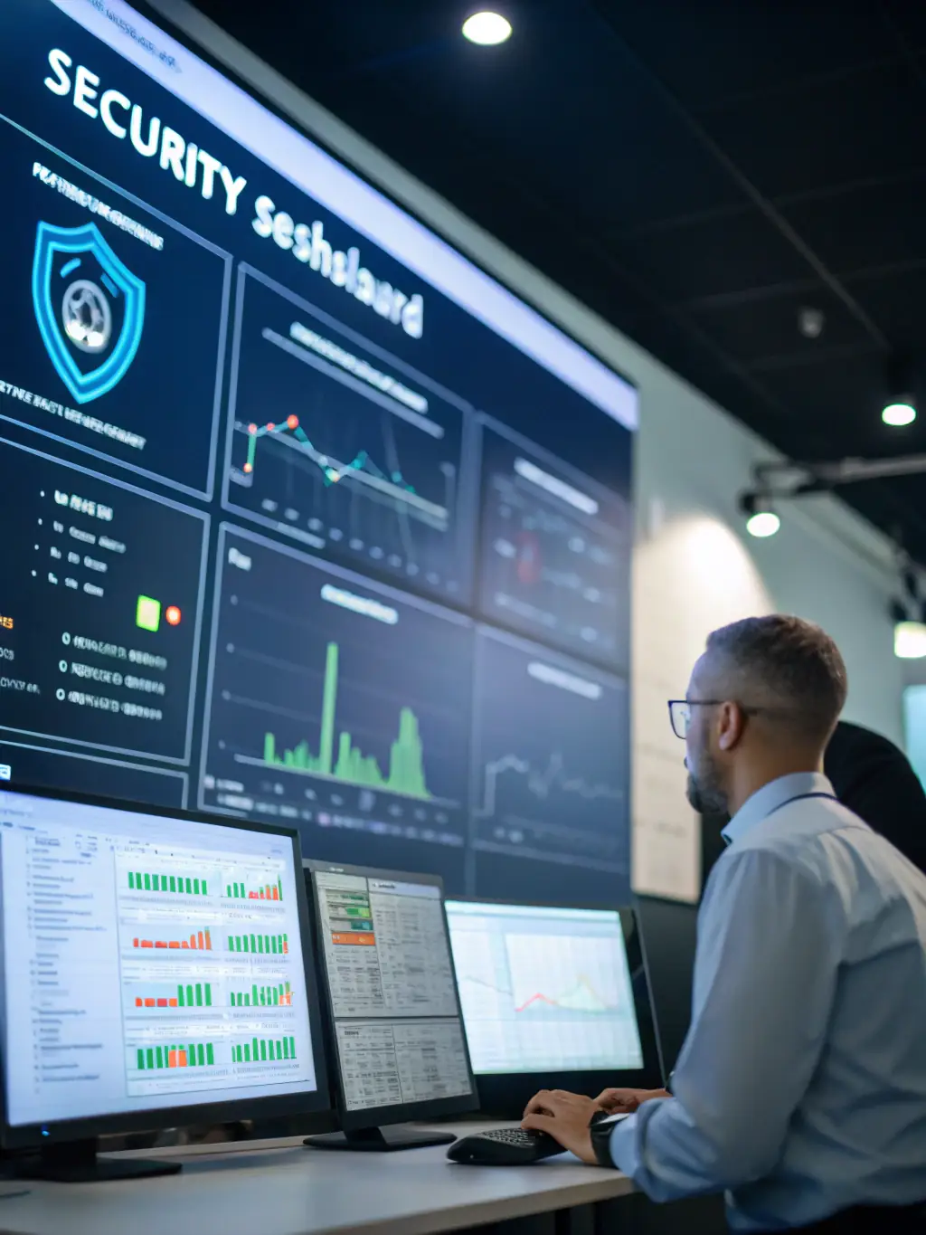A network security interface with firewalls and threat detection, illustrating cybersecurity enhancements.